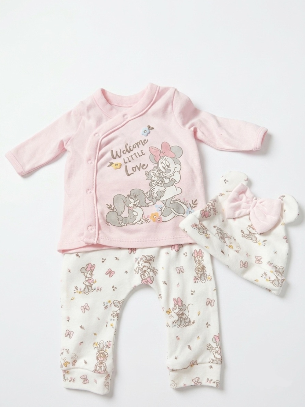 Disney Baby - 3 Piece Set W/ Minnie Mouse Print (Cotton & Poly) - 0-3M